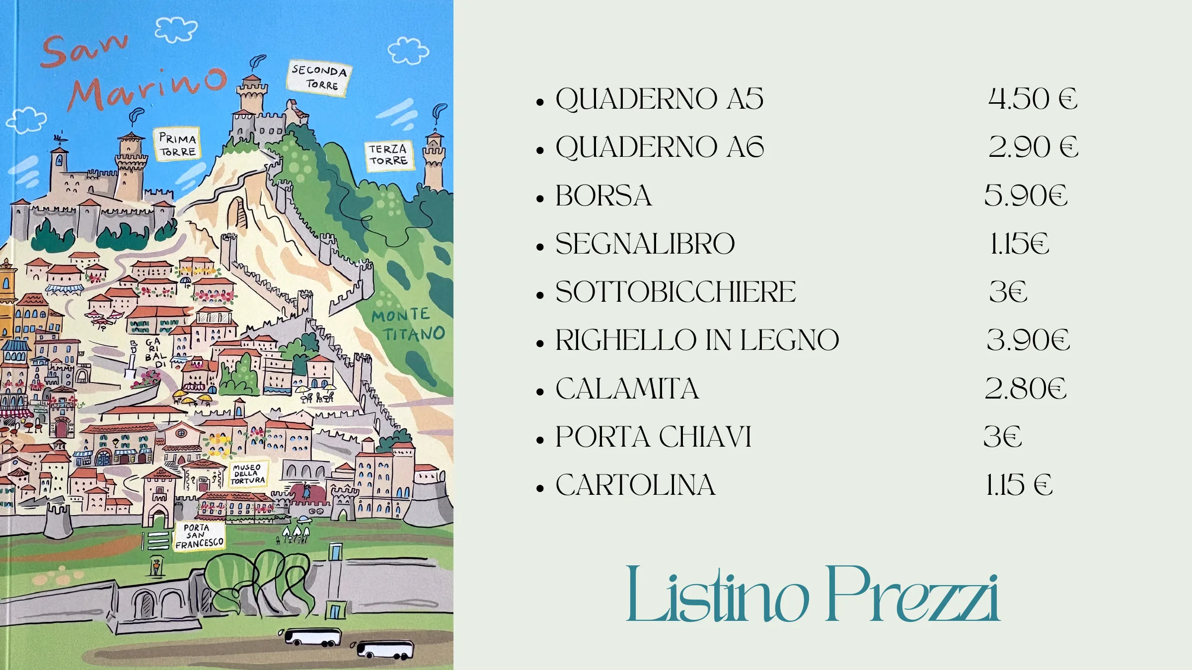 Listino prezzi dei prodotti CIAO Souvenirs